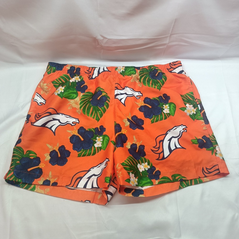 NFL Team Apparel Denver‎ Broncos Mens XL Swim Trunks Tropical Floral Shorts